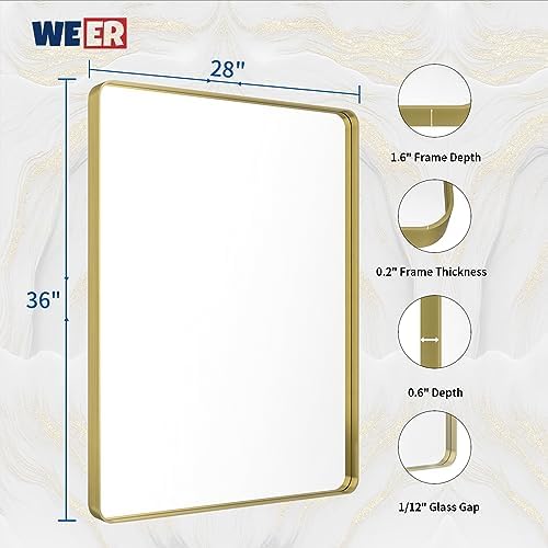 WEER Gold Bathroom Vanity Mirror 28X36 Inch - Image 6