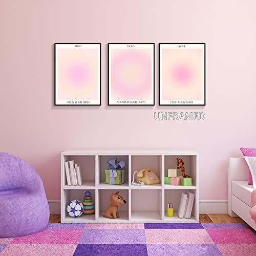 3 Piece Pink Gradient Aura Spiritual Canvas Wall Art Trippy Positive - Image 7