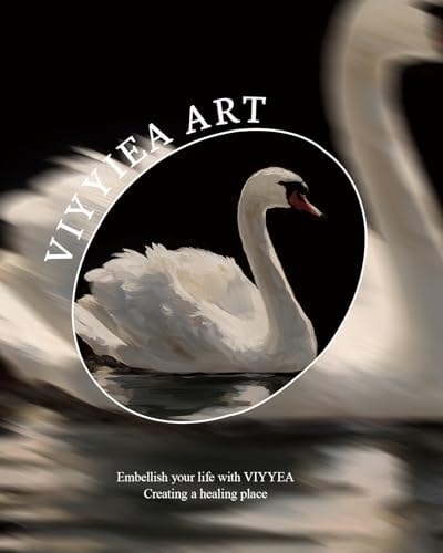 VIYYIEA Gold Framed White Swan Oil Painting Wall Art, 12x16 inch - Image 7