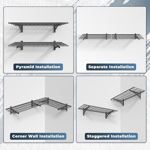 Jusgym 2 Pack Garage Shelving Wall Mounted, 700LB Heavy Load - Image 6