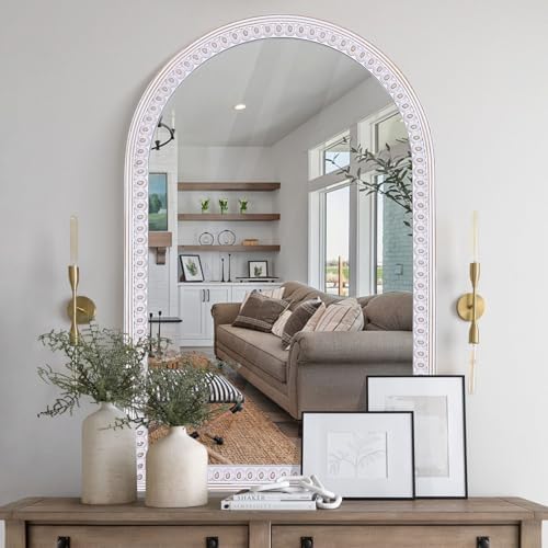 36x24 Inch Arched Mirror for Wall Decor, Wooden Arched Bathroom Mirrors - Image 7
