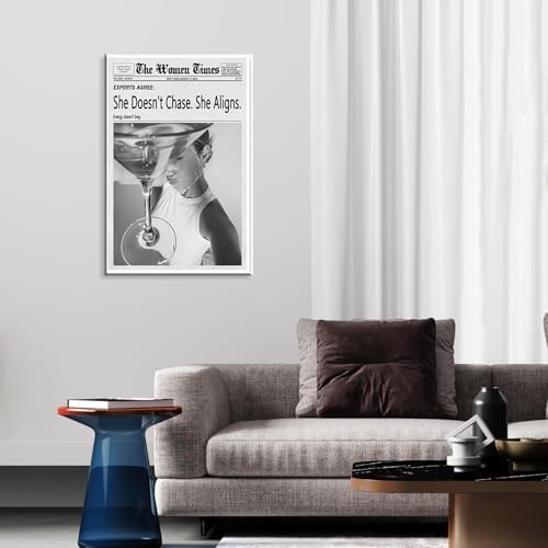 Vintage Black And White Newspaper Canvas Wall Art She Doesn'T Chase She Aligns - Image 7