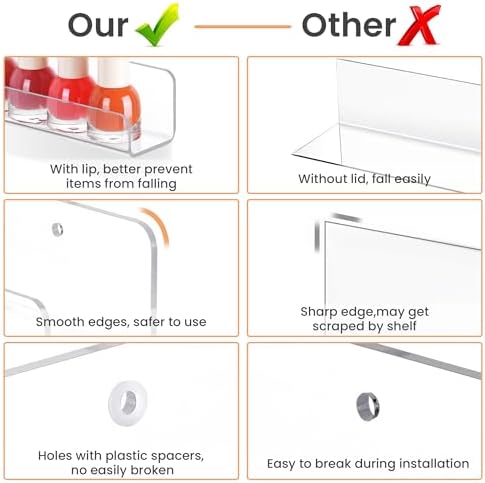 upsimples 10 Pcs 12" Clear Acrylic Shelves, Small Shelf - Image 7