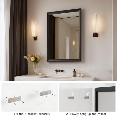 2 Pack Black Bathroom Mirrors for Over Sink 22x30 Inch - Image 6