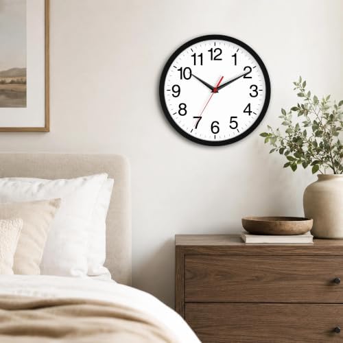 Rohioue Wall Clock Analog 14 Inch Black Battery Operated Silent Clock - Image 6