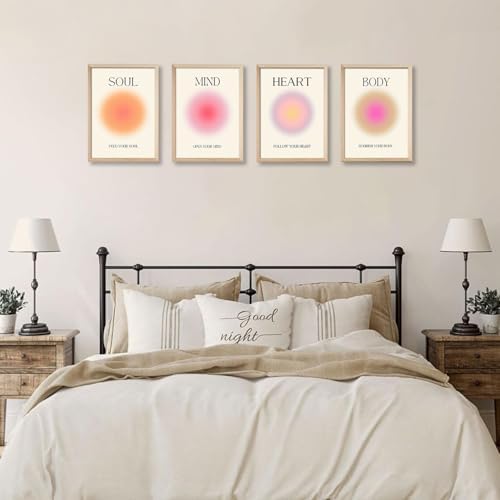 Framed 4 Colorful Abstract Halo Posters, 12x16inchX4 - Image 6