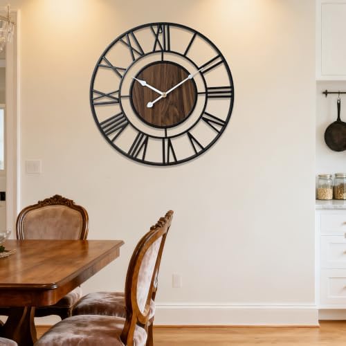 Large Metal Wall Clock, 20 Inch Retro Decorative Silent, Non Ticking, Battery - Image 6
