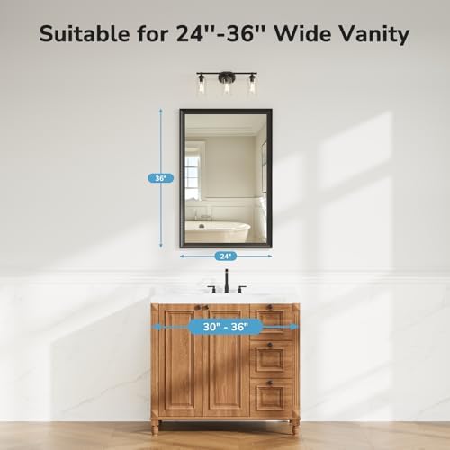 24x36 Inch Black Bathroom Mirror, Rectangle Vanity Wall Mirror - Image 6