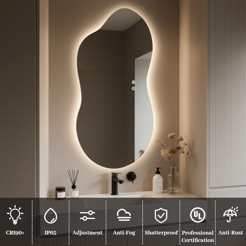 WallBeyond 36"x20" Irregular LED Vanity Mirror - Image 7