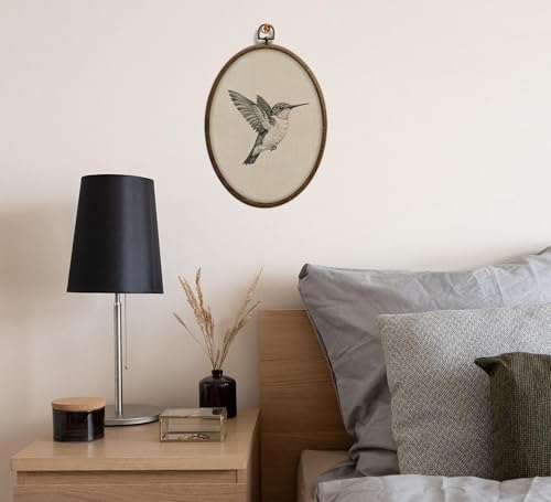 Hummingbird Sketch Oval Wall Art, Vintage Black and White Bird Oval Framed Wall - Image 6