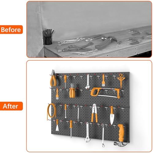 TORACK Metal Pegboard Panels and Hooks, Tool Organizer Peg Board - Image 7