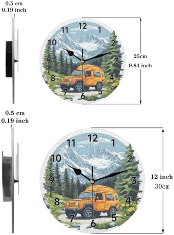 Car Wall Clock 9.84 Inch Silent Wall Clocks Battery Operated Non Ticking Round - Image 7