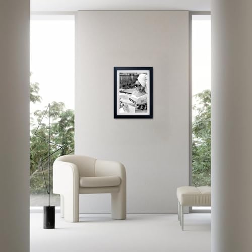 Framed Black and White Canvas Wall Art Woman Reading Newspaper Femisit Print - Image 7