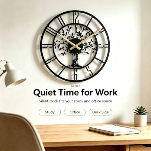 Large Tree of Life Wall Clock, Metal Large Modern Wall Clocks - Image 6
