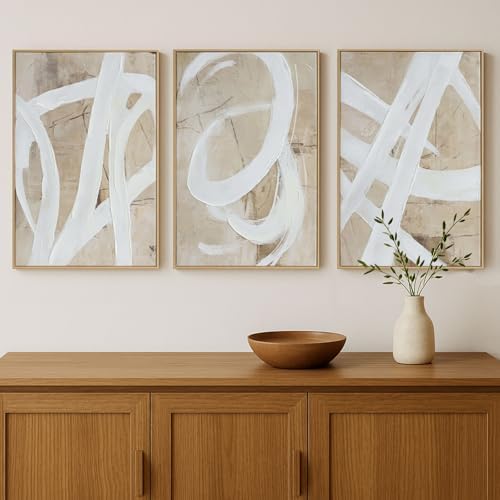Zessonic Neutral Abstract White Brown Pastel Textured Wall Art - Image 7