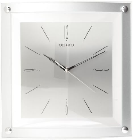 SEIKO QXA330SLH Square Silver and Glass Non Ticking Wall Clock, 12.25 Inch by Unknown
