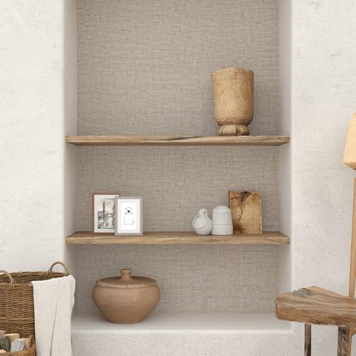 Taupe Grasscloth Wallpaper Peel and Stick Linen Vinyl 24"x472" - Image 7