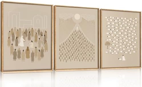 Jesus Christian Framed Canvas Wall Art, Boho Lost Sheep Wall Decor, Abstract - Image 6