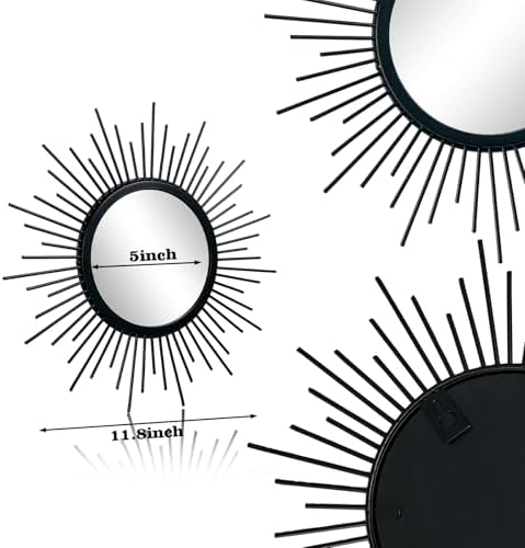 3 Set Sunburst Round Mirrors for Wall Decor Bedroom Bathroom - Image 6