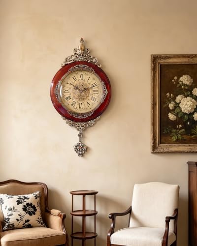 Vintage Wall Clocks Pendulum Silent Large Wall Clock Roman Numeral - Image 7