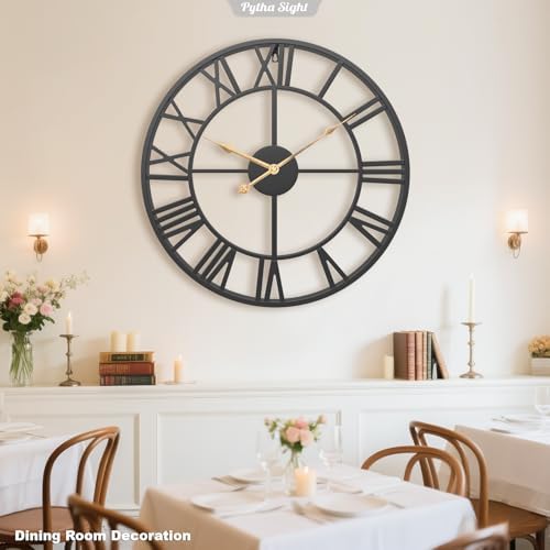 Pytha Sight 20 Inch Metal Roman Numerals Large Wall Clocks - Image 6