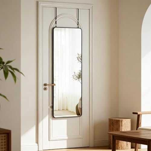 DMWOODFL 14"x48" Full Length Over The Door Mirror, Aluminum Alloy Frame Full - Image 6