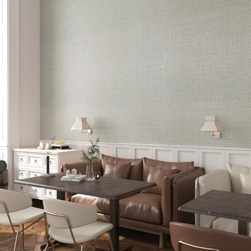 WESTICK Gray Grasscloth Peel and Stick Wallpaper Neutral Textured Wallpaper - Image 6
