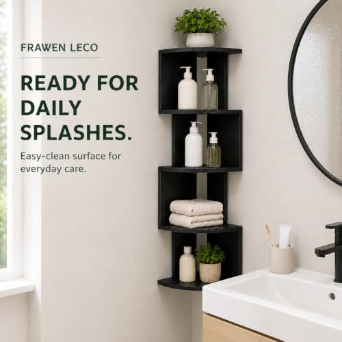 5-Tier Corner Wall Shelf, 30.7 in Tall PVC Corner Storage Shelf, Wall Mounted - Image 6