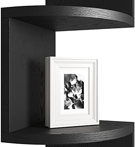 GREENDEW 5-Tier Wall Mount Radial Floating Corner Shelf, Wood Display Storage - Image 7