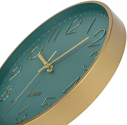 Foxtop 12" Modern Wall Clock Silent Battery Operated Metal Gold Clock - Image 6