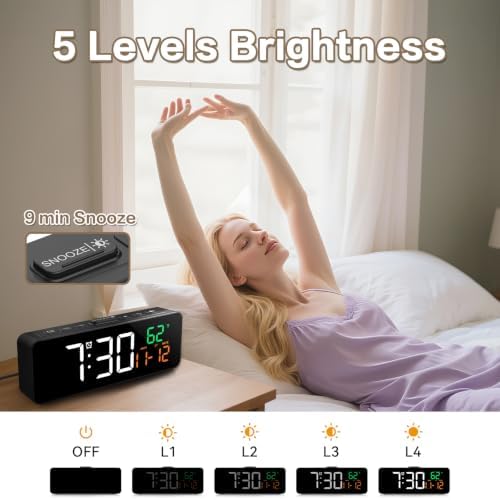 Netzu 3-in-1 Digital Clocks for Living Room, Small & Compact Alarm Clock - Image 6