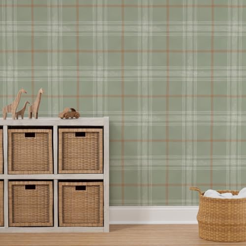 Spoonflower Sage Green Block Peel and Stick Removable Wallpaper - Image 7