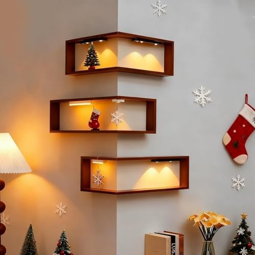 Smart Corner Shelves that Light up Your Space, Wooden Wall-Mounted Corner Shelf - Image 6