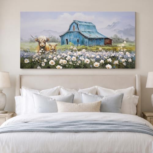 Anolyfi Farmhouse Highland Cow Canvas Wall Art - Image 7