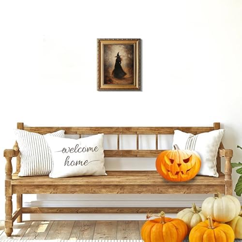 uniro Vintage Gold Framed Wall Art, Vintage Dark Forest Witch Halloween Painting - Image 7