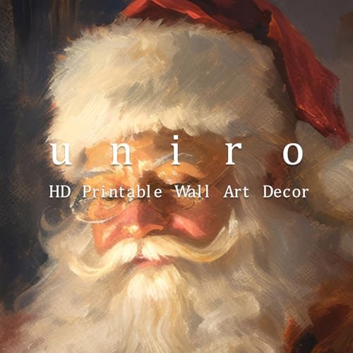 uniro Vintage Christmas Wall Art Santa Reading Book Christmas Oil Painting - Image 7