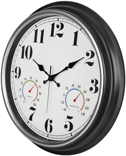 45MinST 16 Inch Silver Vintage Large Indoor/Outdoor Waterproof Wall Clock - Image 6