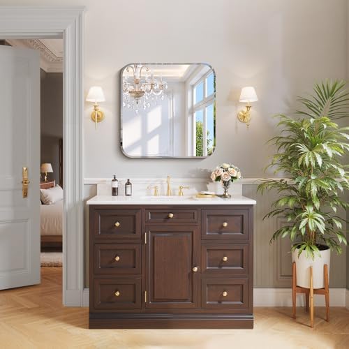 CILIBER Beveled Mirror, 24x24 Square Bathroom Mirror Rounded Corner, 3mm - Image 6