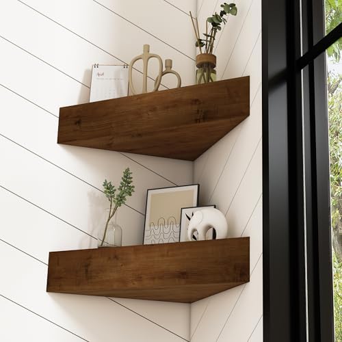 Wall Corner Floating Shelves, Wood Rustic Handmade Shelf - Image 6