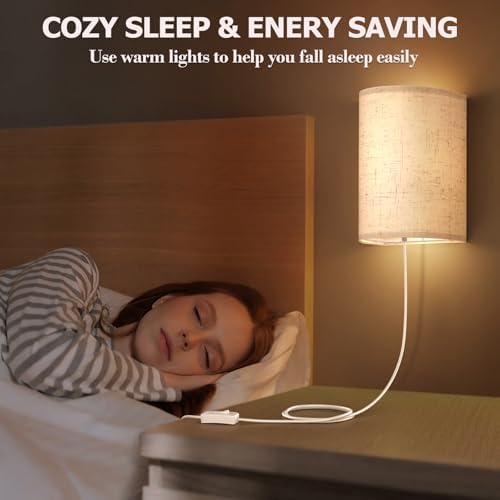OCATO Plug in Wall Sconces Set of Two Wall Lights Lamp - Image 7