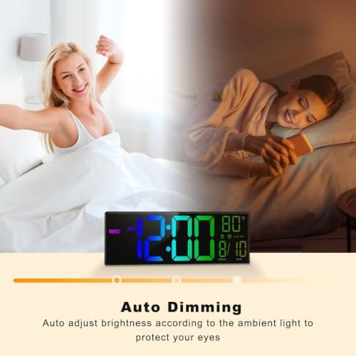 JALL 13" Large Digital Wall Mount Clock, Count Down Timer, Big LED, 8 RGB Color - Image 7
