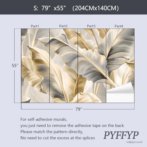 PYFFYP-Golden Banana Leaf Peel and Stick Wallpaper murals - Image 6