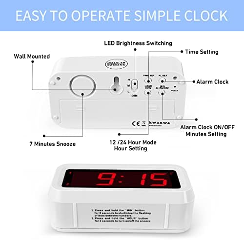Alarm Clock, Digital Clock, Auto Night-Mode, 3-Level Led Brightness, Battery - Image 6