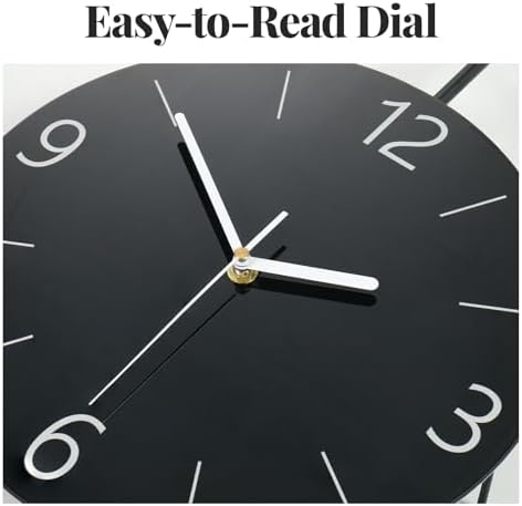 Cuspin Modern Wall Clock with Pendulum, Large Black Metal Decorative Clock - Image 6