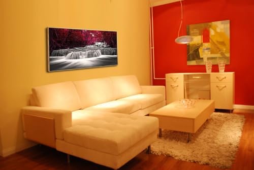 Lasdel Natural Extra Framed Canvas Wall Art of Wide Waterfall & Red Leaves - Image 7