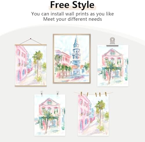 Charleston South Carolina Wall Art Preppy Posters Pictures Pastel Pink Canvas - Image 7