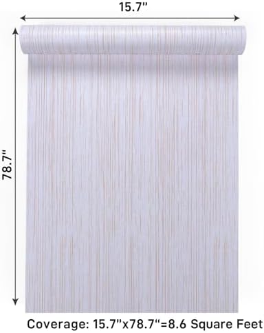 VaryPaper 15.7''x78.7'' White Gold Grasscloth Peel and Stick Wallpaper Textured - Image 7