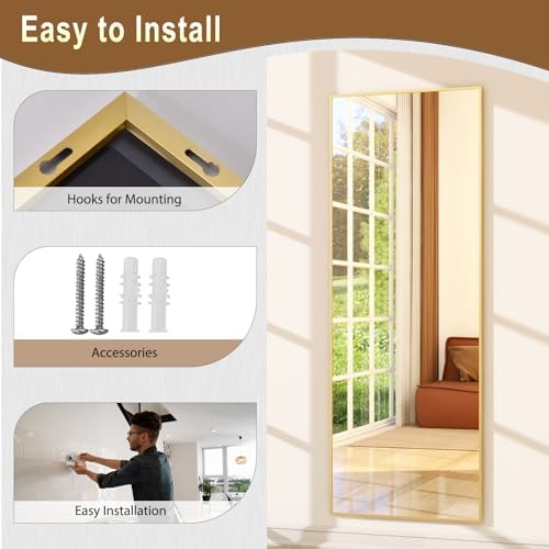 GLSLAND 59"x16" Full Length Mirror Full Body Mirror Freestanding Hanging or - Image 7