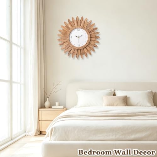 Honiway 18 Inch Large Wall Clocks Battery Operated Silent Rustic Wood Boho - Image 7