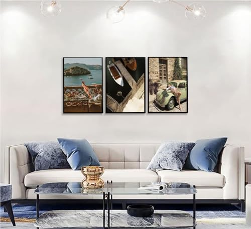 SOUHLP 3Pcs Mediterranean Coastal Canvas Wall Art - Image 6